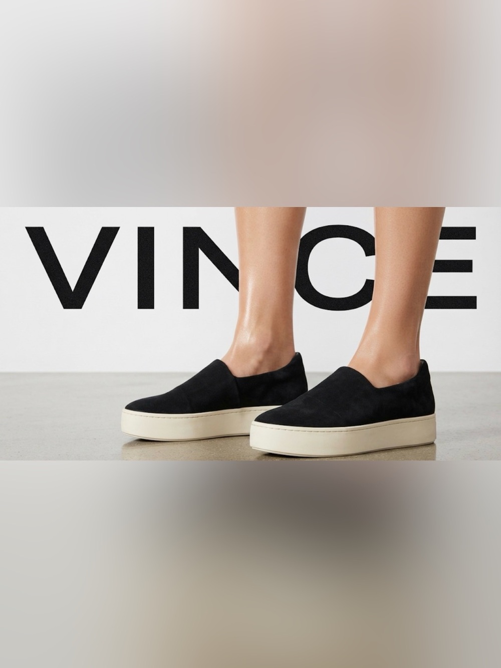 Authentic Vince designer black Platform slip on sneakers 10